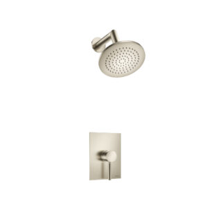 Flusso Single Output Shower Set With Brass Shower Head & Arm In Brushed Nickel