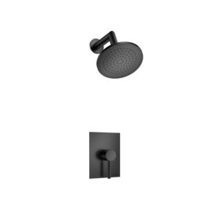 Flusso Single Output Shower Set With Brass Shower Head & Arm In Matte Black