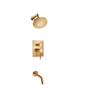 Flusso Two Output Shower Set With Shower Head And Tub Spout In Brushed Bronze