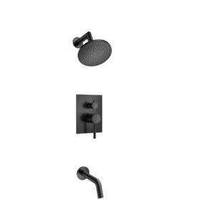Flusso Two Output Shower Set With Shower Head And Tub Spout In Matte Black