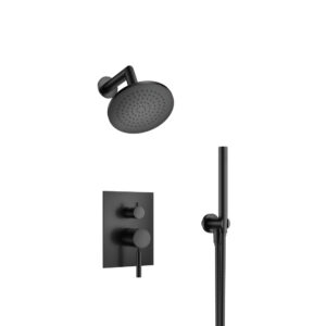 Flusso Two Output Shower Set With Shower Head And Hand Held In Matte Black