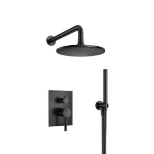 Flusso Two Output Shower Set With Shower Head And Hand Held In Matte Black
