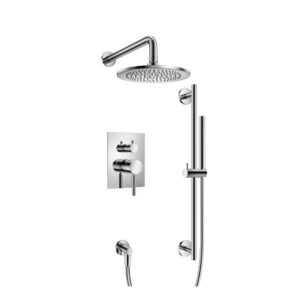 Flusso Two Output Shower Set With Shower Head, Hand Held And Slide Bar In Chrome