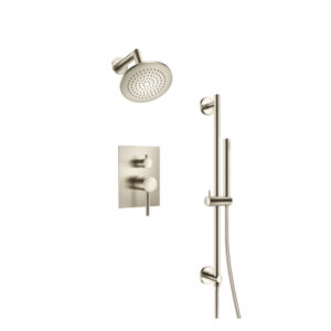 Isenberg Two Output Shower Set With Shower Head, Hand Held And Slide Bar In Brushed Nickel