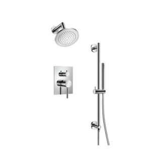 Flusso Two Output Shower Set With Shower Head, Hand Held And Slide Bar In Chrome