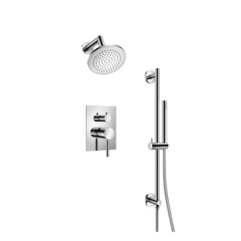 Isenberg Two Output Shower Set With Shower Head, Hand Held And Slide Bar In Chrome
