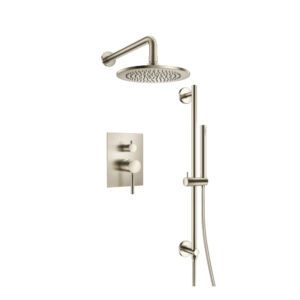 Isenberg Two Output Shower Set With Shower Head, Hand Held And Slide Bar In Brushed Nickel