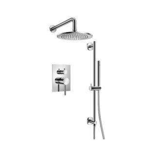 Flusso Two Output Shower Set With Shower Head, Hand Held And Slide Bar In Chrome