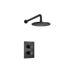 Flusso Single Output Shower Set With Shower Head And Arm In Matte Black