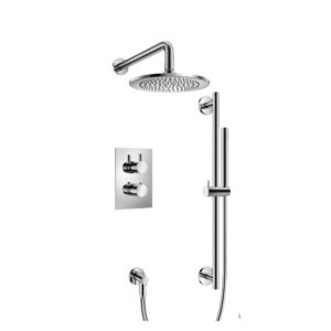 Flusso Two Output Shower Set With Shower Head, Hand Held And Slide Bar In Chrome