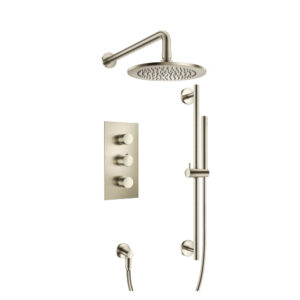 Isenberg Two Output Shower Set With Shower Head, Hand Held And Slide Bar In Brushed Nickel