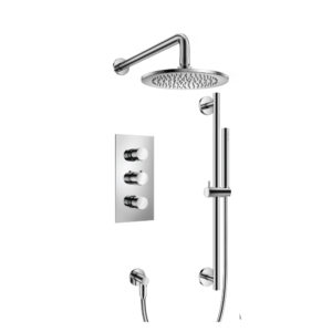 Flusso Two Output Shower Set With Shower Head, Hand Held And Slide Bar In Chrome
