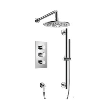 Isenberg Two Output Shower Set With Shower Head, Hand Held And Slide Bar In Chrome
