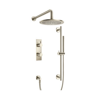 Isenberg Two Output Shower Set With Shower Head, Hand Held And Slide Bar In Brushed Nickel
