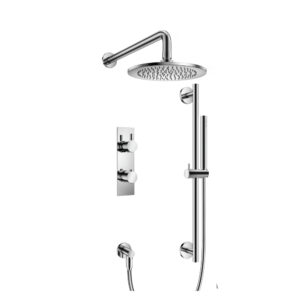 Flusso Two Output Shower Set With Shower Head, Hand Held And Slide Bar In Chrome