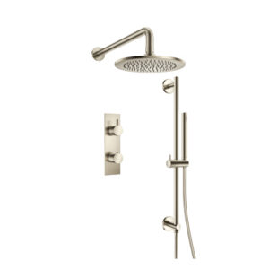 Isenberg Two Output Shower Set With Shower Head, Hand Held And Slide Bar In Brushed Nickel