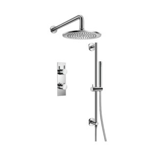 Flusso Two Output Shower Set With Shower Head, Hand Held And Slide Bar In Chrome