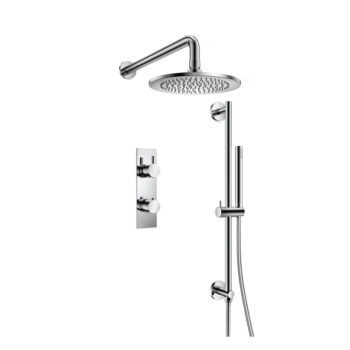 Isenberg Two Output Shower Set With Shower Head, Hand Held And Slide Bar In Chrome