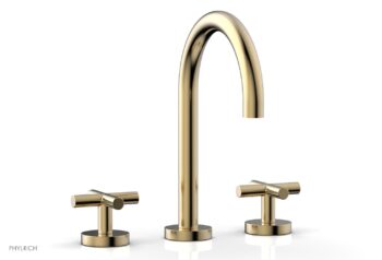 Phylrich TRANSITION - Widespread Faucet - High Spout, Cross Handles 120-01 - Satin Brass