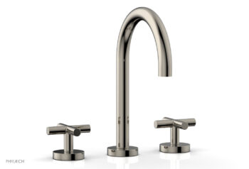 Phylrich TRANSITION - Widespread Faucet - High Spout, Cross Handles 120-01 - Polished Nickel