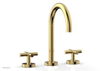 Phylrich TRANSITION - Widespread Faucet - High Spout, Cross Handles 120-01 - Polished Gold