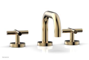 Phylrich TRANSITION - Widespread Faucet - Low Spout, Cross Handles 120-03 - Satin Brass