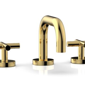 Phylrich TRANSITION – Widespread Faucet – Low Spout, Cross Handles 120-03 – Polished Gold