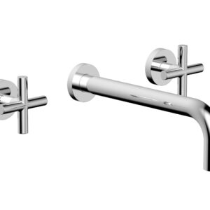 Phylrich TRANSITION – Wall Lavatory Set 10″ Spout – Cross Handles 120-11-10 – Polished Chrome