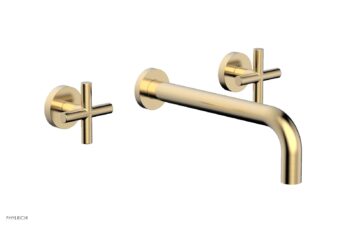 Phylrich TRANSITION - Wall Lavatory Set 10" Spout - Cross Handles 120-11-10 - Satin Brass