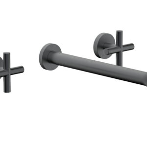 Phylrich TRANSITION – Wall Lavatory Set 12″ Spout – Cross Handles 120-11-12 – Gun Metal