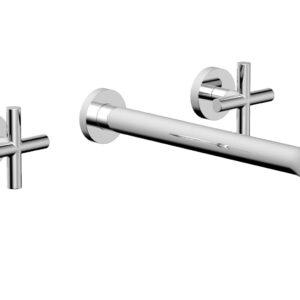 Phylrich TRANSITION – Wall Lavatory Set 12″ Spout – Cross Handles 120-11-12 – Polished Chrome