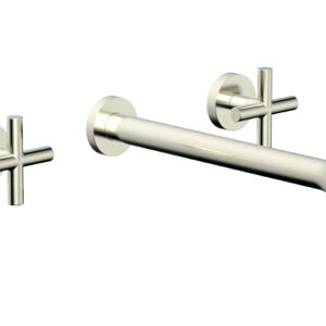 Phylrich TRANSITION – Wall Lavatory Set 12″ Spout – Cross Handles 120-11-12 – Satin Nickel