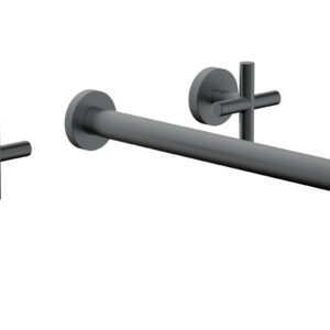 Phylrich TRANSITION – Wall Lavatory Set 14″ Spout – Cross Handles 120-11-14 – Gun Metal