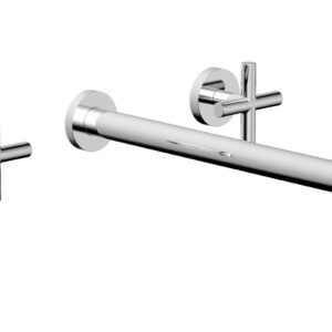 Phylrich TRANSITION – Wall Lavatory Set 14″ Spout – Cross Handles 120-11-14 – Polished Chrome