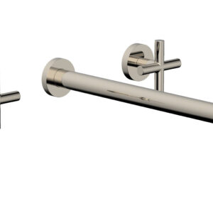 Phylrich TRANSITION – Wall Lavatory Set 14″ Spout – Cross Handles 120-11-14 – Polished Nickel