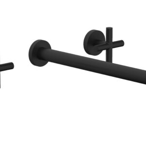 Phylrich TRANSITION – Wall Lavatory Set 14″ Spout – Cross Handles 120-11-14 – Matte Black