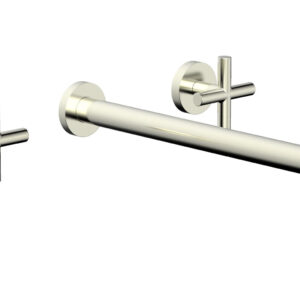 Phylrich TRANSITION – Wall Lavatory Set 14″ Spout – Cross Handles 120-11-14 – Satin Nickel