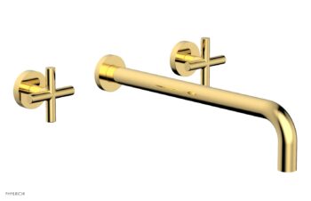 Phylrich TRANSITION - Wall Lavatory Set 14" Spout - Cross Handles 120-11-14 - Polished Gold