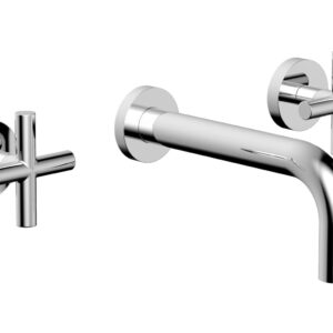 Phylrich TRANSITION – Wall Lavatory Set 7 1/2″ Spout – Cross Handles 120-11 – Polished Chrome