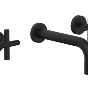 Phylrich TRANSITION – Wall Lavatory Set 7 1/2″ Spout – Cross Handles 120-11 – Matte Black