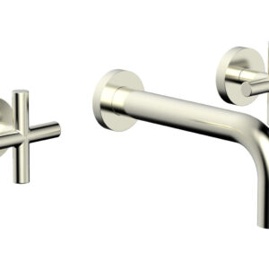 Phylrich TRANSITION – Wall Lavatory Set 7 1/2″ Spout – Cross Handles 120-11 – Satin Nickel