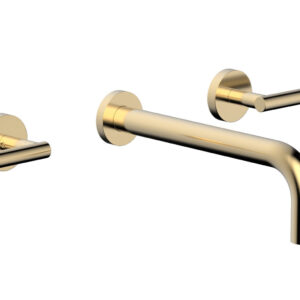Phylrich TRANSITION – Wall Lavatory Set 10″ Spout – Lever Handles 120-12-10 – Satin Brass