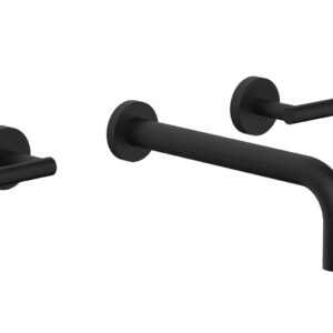 Phylrich TRANSITION – Wall Lavatory Set 10″ Spout – Lever Handles 120-12-10 – Matte Black