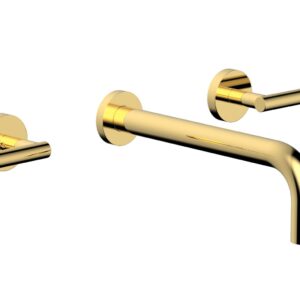 Phylrich TRANSITION – Wall Lavatory Set 10″ Spout – Lever Handles 120-12-10 – Polished Gold