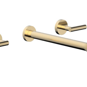 Phylrich TRANSITION – Wall Lavatory Set 12″ Spout – Lever Handles 120-12-12 – Satin Brass