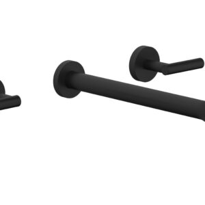 Phylrich TRANSITION – Wall Lavatory Set 12″ Spout – Lever Handles 120-12-12 – Matte Black