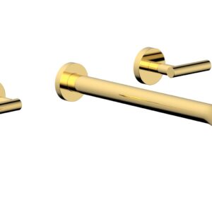 Phylrich TRANSITION – Wall Lavatory Set 12″ Spout – Lever Handles 120-12-12 – Polished Gold