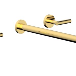 Phylrich TRANSITION – Wall Lavatory Set 14″ Spout – Lever Handles 120-12-14 – Polished Gold