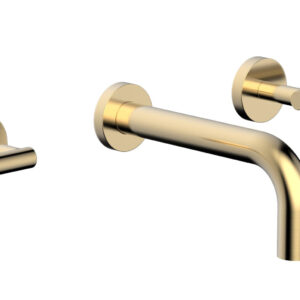 Phylrich TRANSITION – Wall Lavatory Set 7 1/2″ Spout – Lever Handles 120-12 – Satin Brass