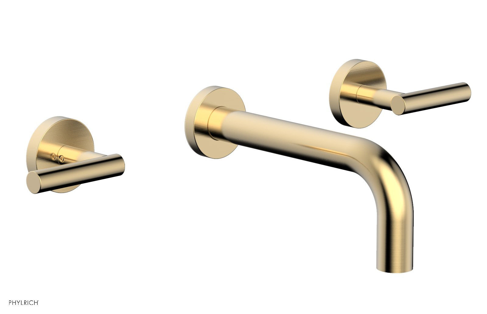 Phylrich TRANSITION - Wall Lavatory Set 7 1/2" Spout - Lever Handles 120-12 - Satin Brass